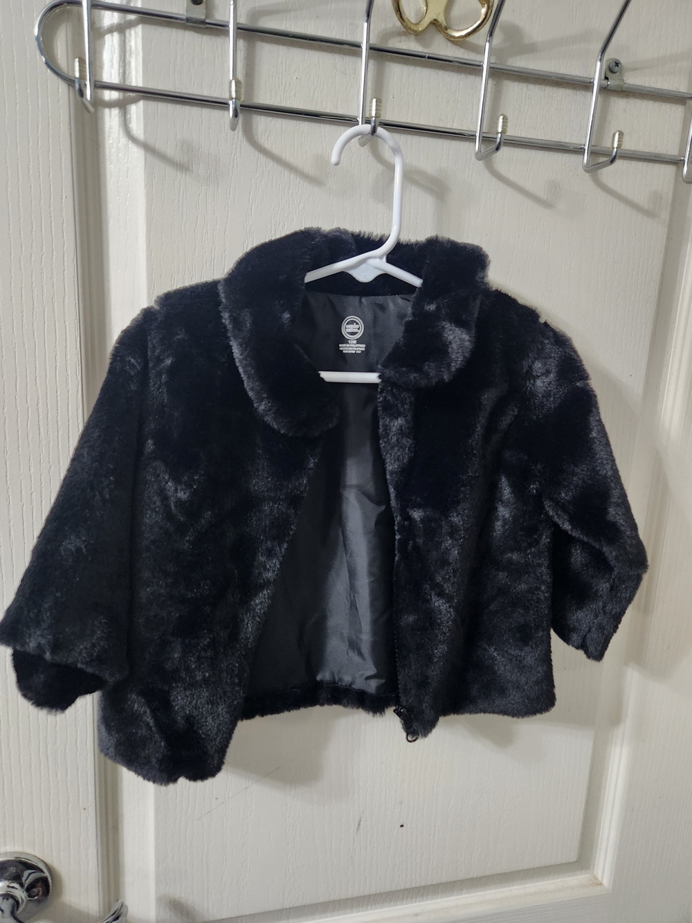 wonder nation Black Faux Fur Girls' Dress Jacket